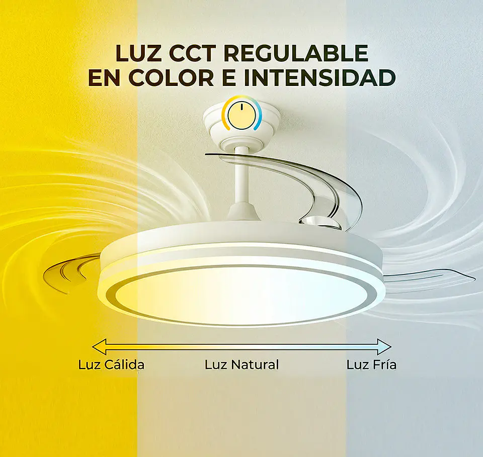 Ventilador CC branco com funÃ§Ã£o verÃ£o-inverno, 59 W, 6980 lm 6