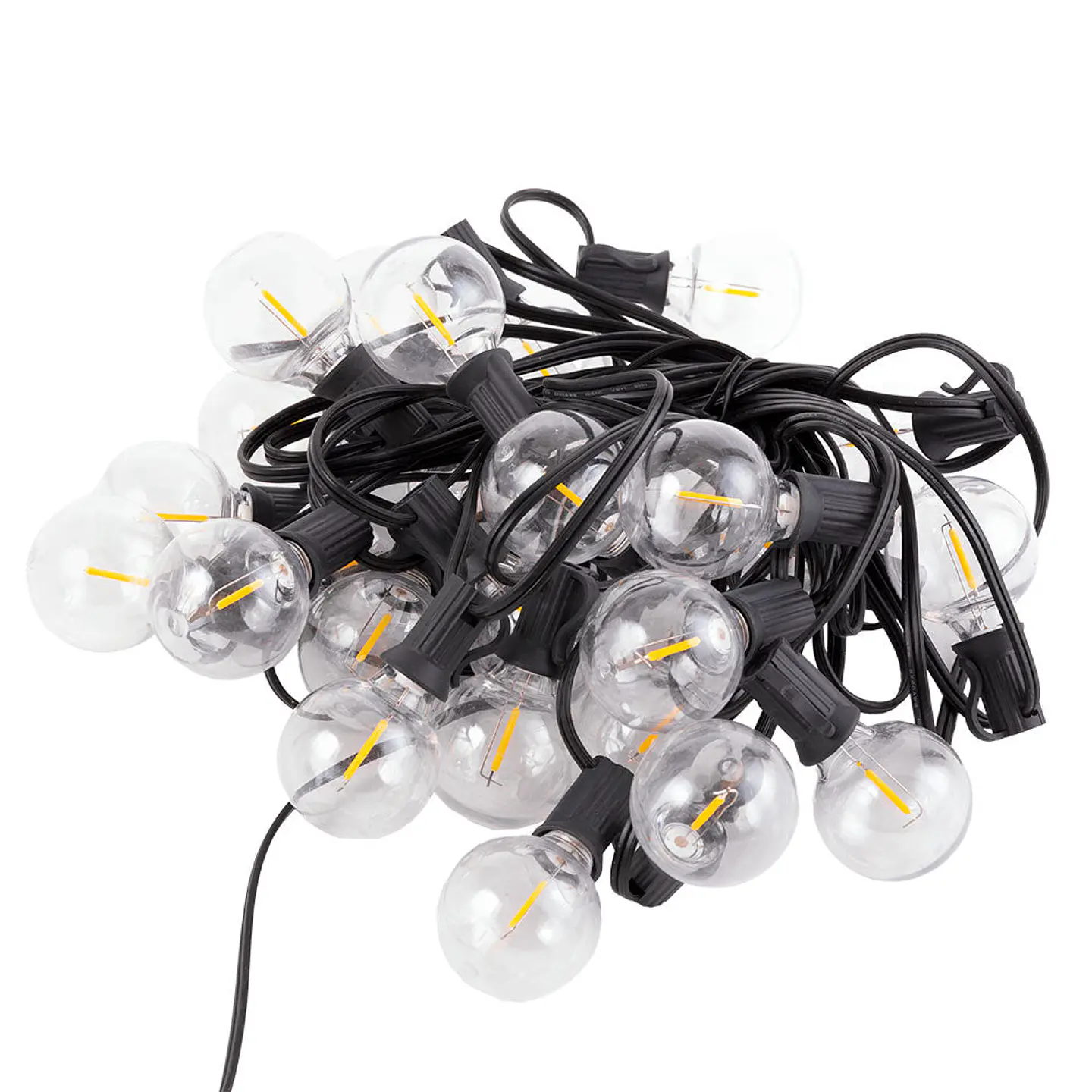 Corrente 25 LÃ¢mpadas LED G40 2700ÂºK 9,5M Solar - Painel: 5,5V 1,2W Bateria: 3,7V 1200Mah [Ho-Cad-25-Sol-Ww] 2