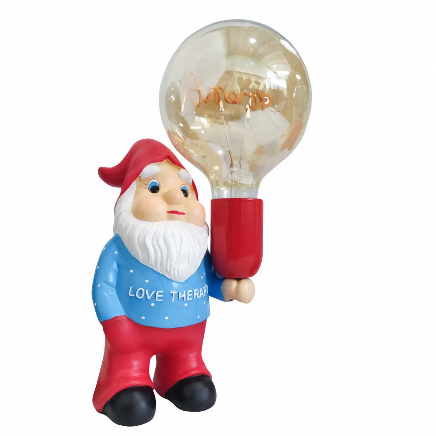 Gnomo CerÃ¢mica Acabamento CorÂ Â Azul/Vermelho Com LÃ¢mpada LED G125 
