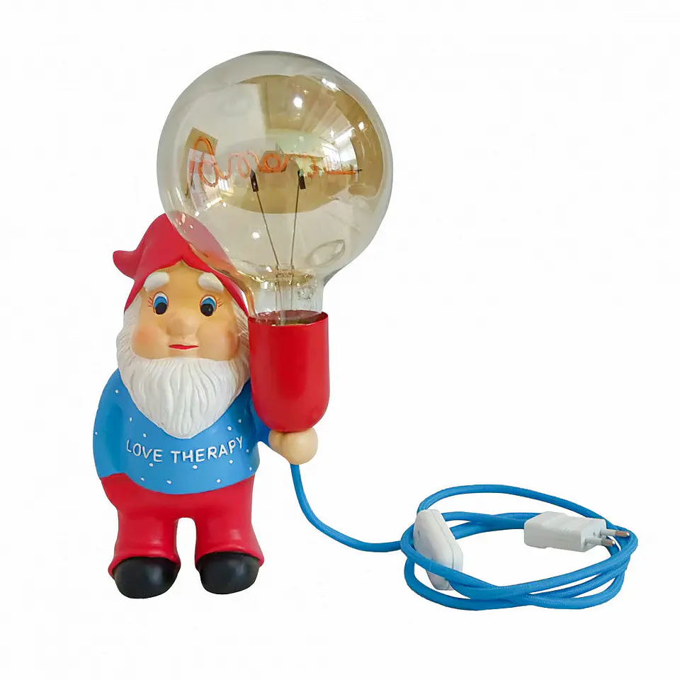 Gnomo CerÃ¢mica Acabamento CorÂ Â Azul/Vermelho Com LÃ¢mpada LED G125 