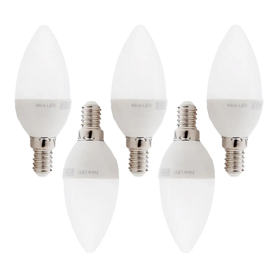 Pack 5 LÃ¢mpadas LED E14 5W 500Lm 6000ÂºK 40.000H [HO-C37-E14-5W-RC-CW-PK5-AP] 3