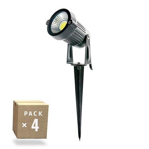 Pacote de 4 focos LED para jardim com pontas 5W 421Lm 2700ºK 40.000H [SL-SL-C10-5W-WW-PK4-AP]