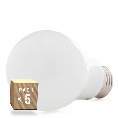 Pack 5 Lampadas LED E27 9W 1000Lm 2700ºK 40.000H [HO-ED-B3-E27-9W-WW-PK5-AP]