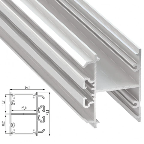 Perfil Aluminio Tipo Dopio 2,02M