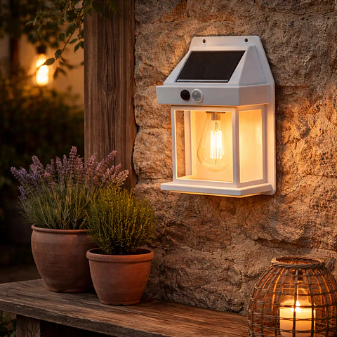 Aplique Solar IP44 3W 3000K 100Lm com Sensor PIR - Branco