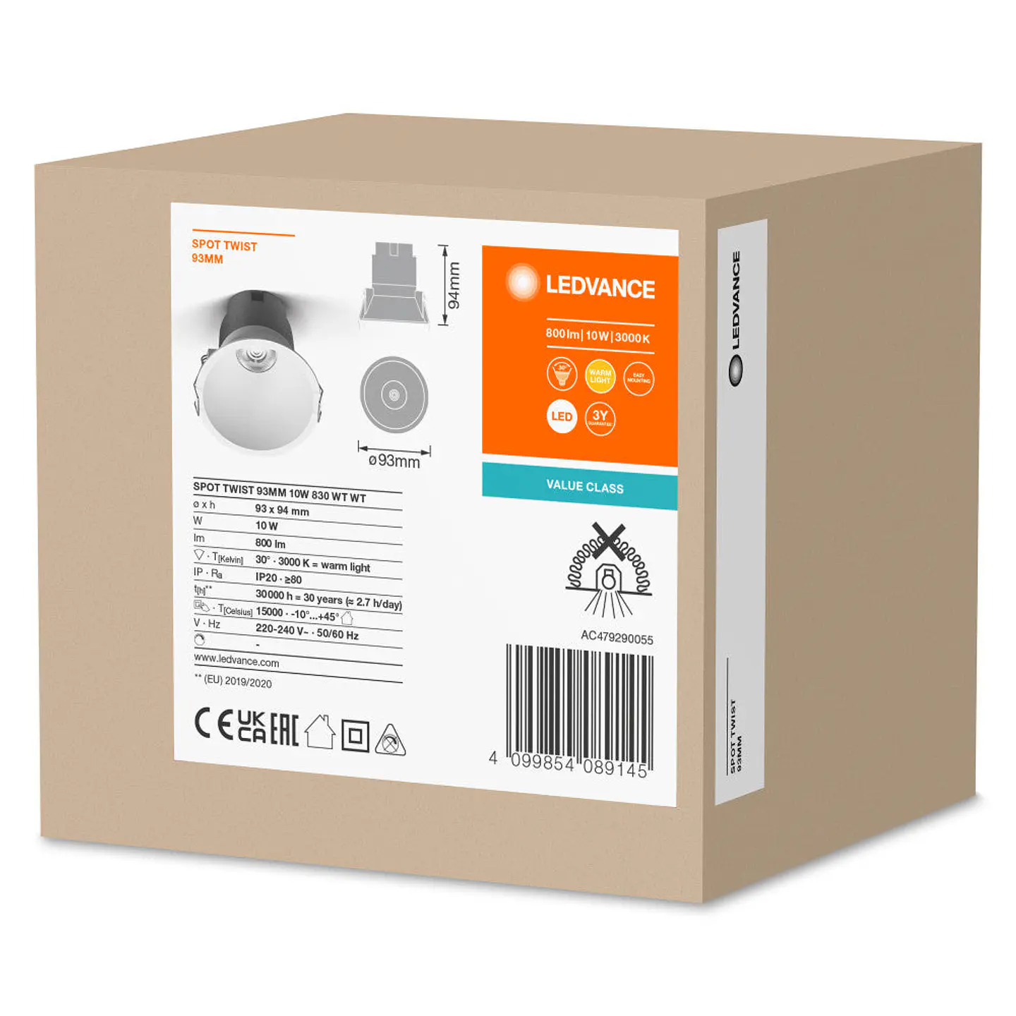 Ledvance Foco LED 10W 800Lm 3000K 30Âº IP20/IP20 2