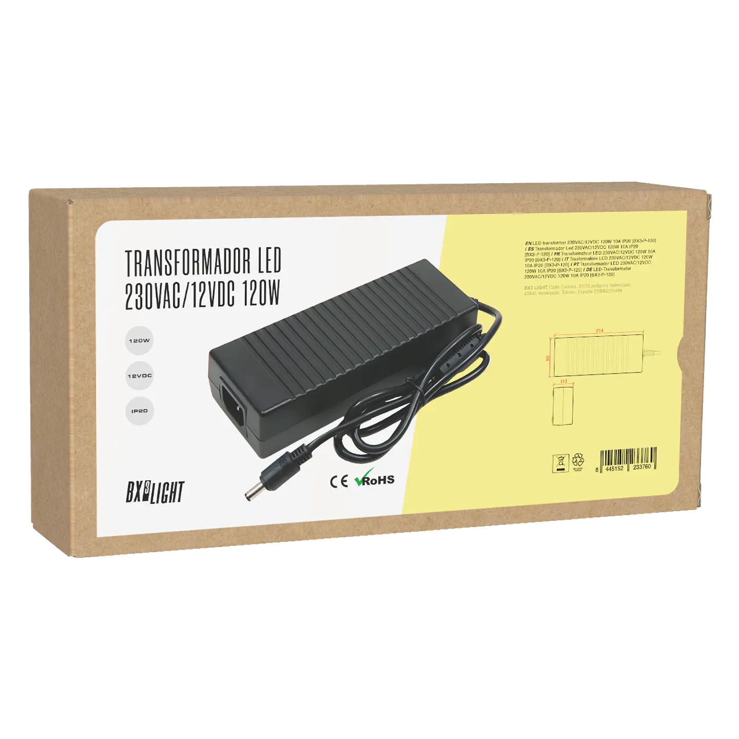 Transformador Led 230VAC/12VDC 120W 10A IP20 [BX3-P-120] 2