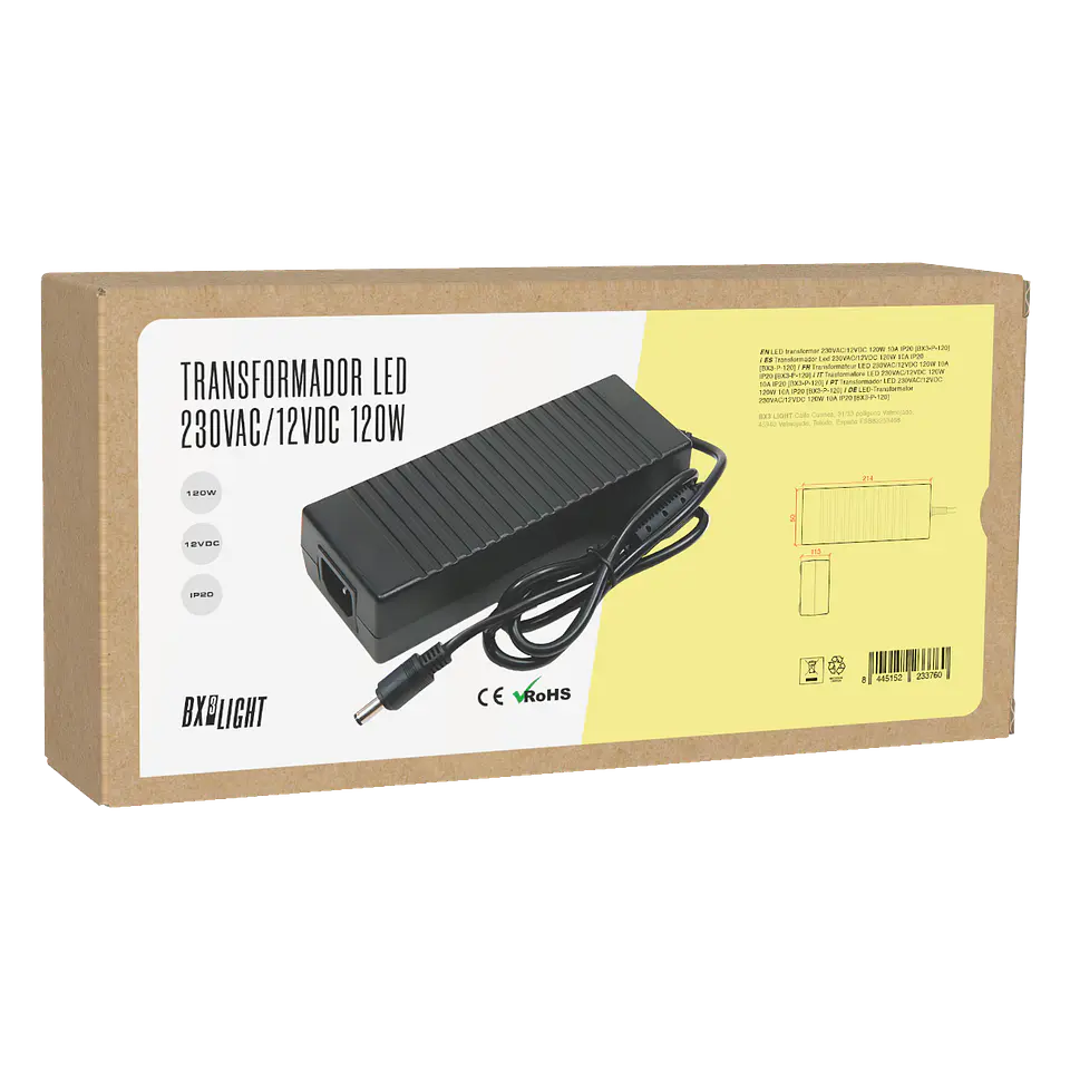 Transformador Led 230VAC/12VDC 120W 10A IP20 [BX3-P-120] 2