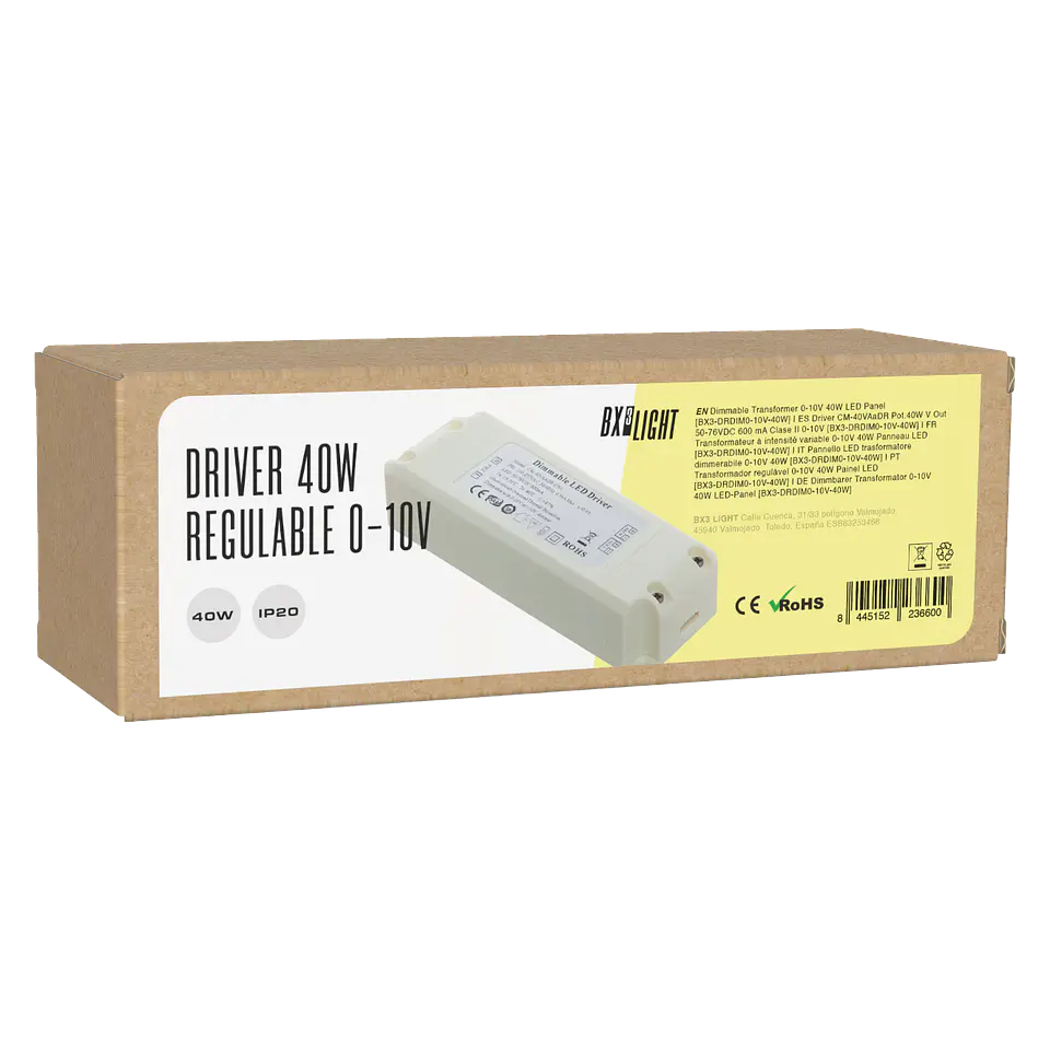 Driver CM-40VAaDR Pot.40W V Out 50-76VDC 600 mA Clase II 0-10V [BX3-DRDIM0-10V-40W] 2