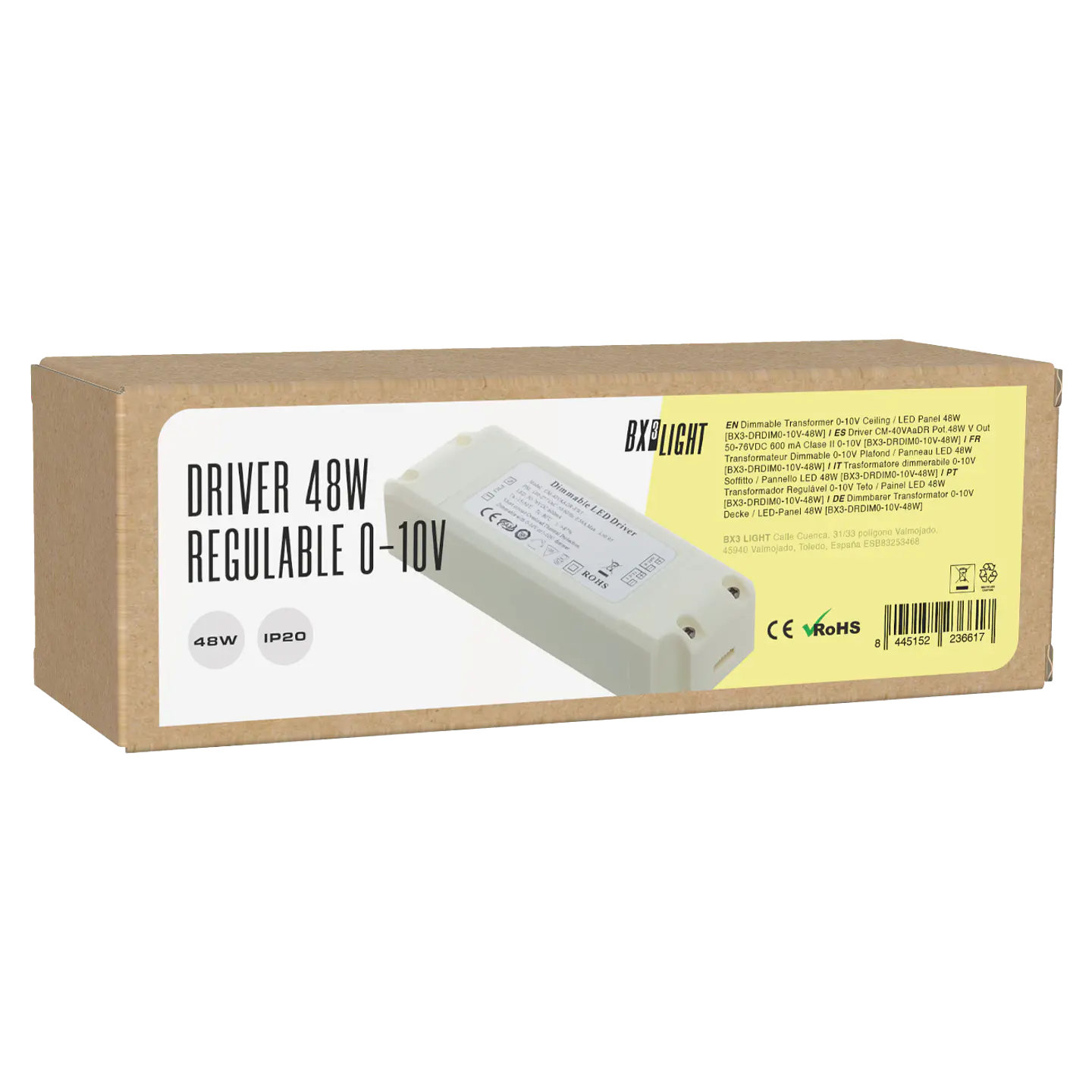 Driver CM-40VAaDR Pot.48W V Out 50-76VDC 600 mA Clase II 0-10V [BX3-DRDIM0-10V-48W] 2