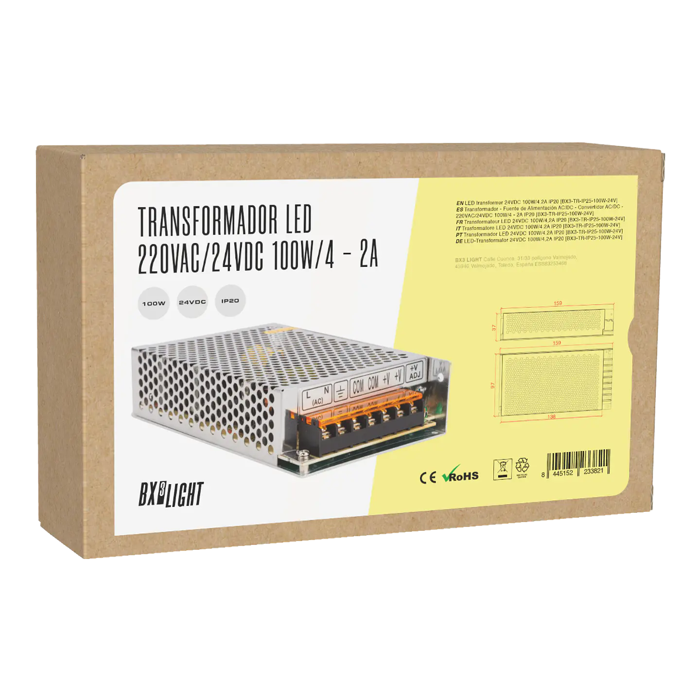 Transformador -  Fuente de AlimentaciÃ³n AC/DC -  Convertidor AC/DC - 220VAC/24VDC 100W/4 - 2A IP20 [BX3-TR-IP25-100W-24V] 2