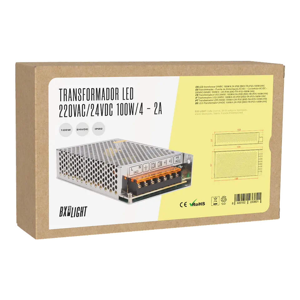 Transformador -  Fuente de AlimentaciÃ³n AC/DC -  Convertidor AC/DC - 220VAC/24VDC 100W/4 - 2A IP20 [BX3-TR-IP25-100W-24V] 2