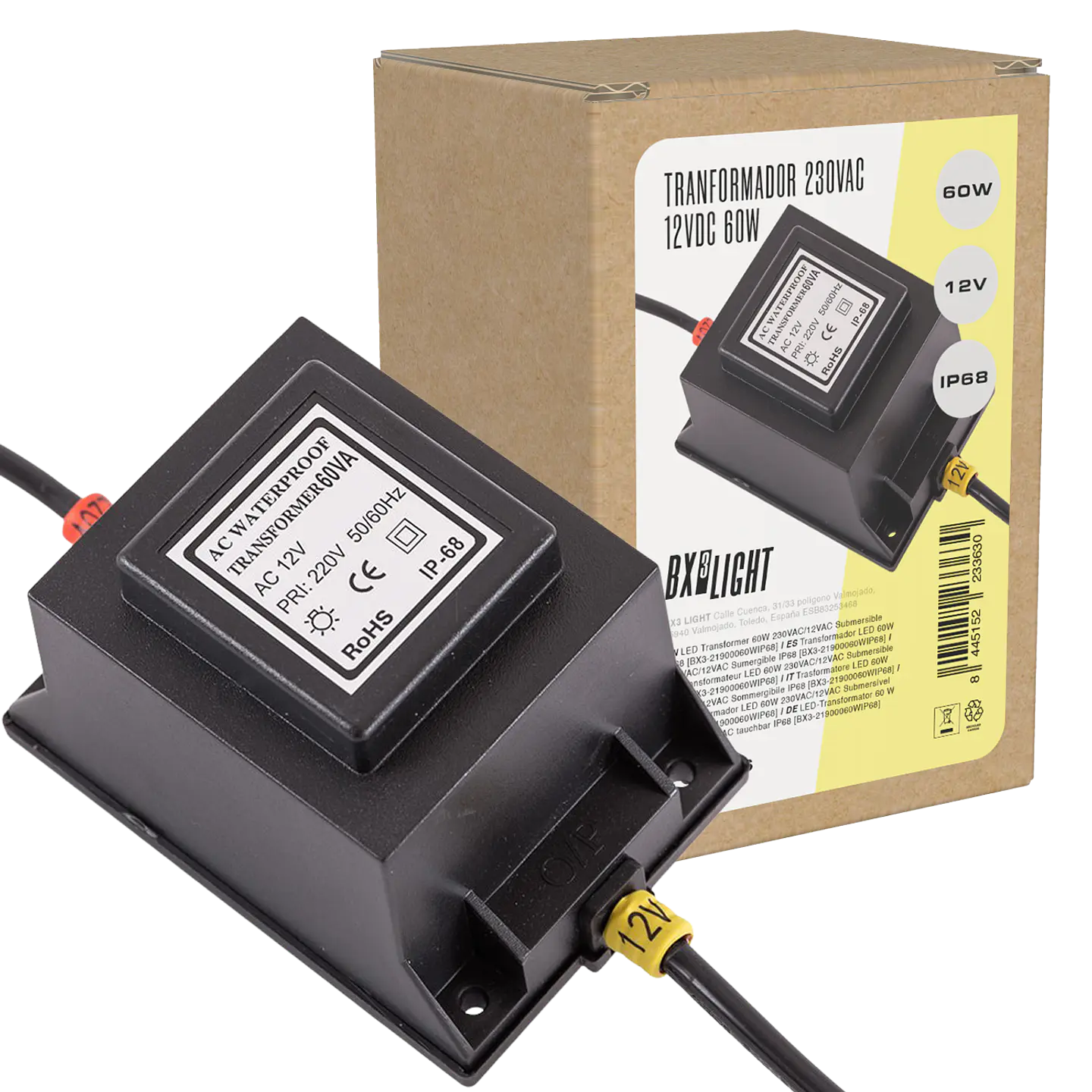 Transformador LED 60W 230VAC/12VAC Sumergible IP68  [BX3-21900060WIP68] 2