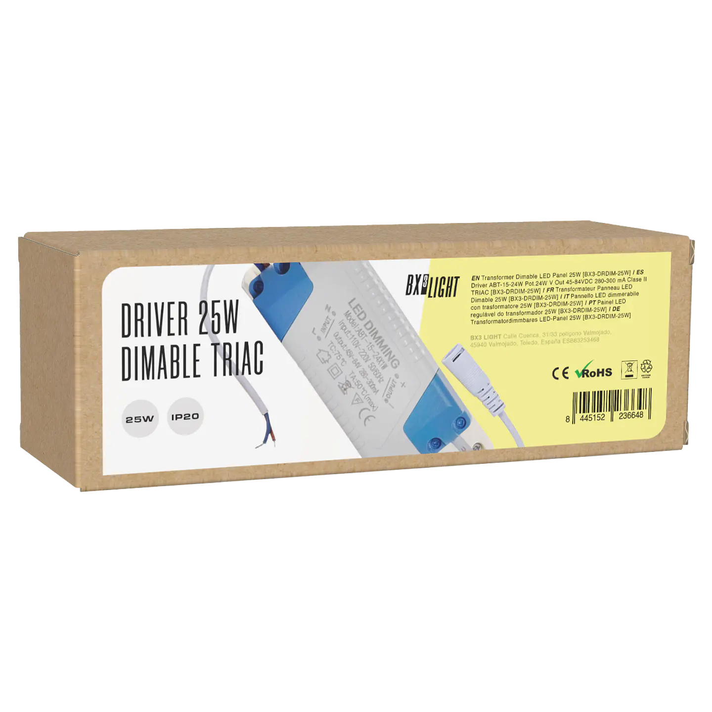 Driver ABT-15-24W Pot.24W V Out 45-84VDC 280-300 mA Clase II TRIAC [BX3-DRDIM-25W] 2