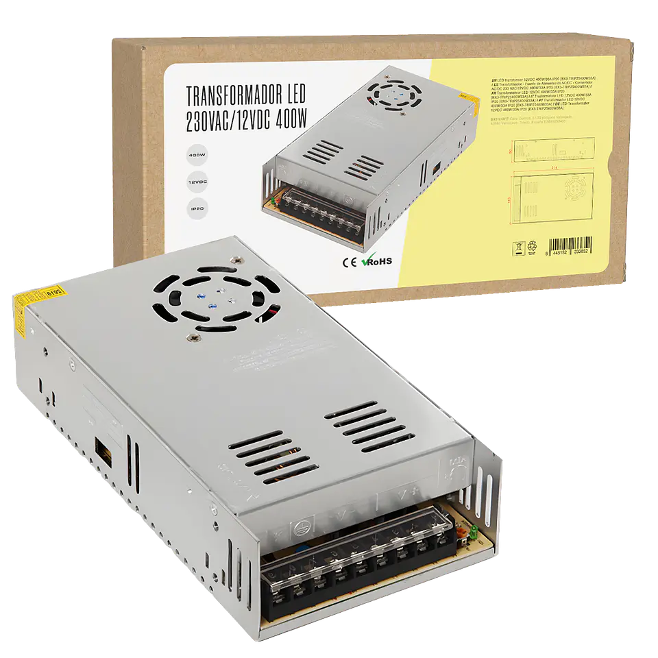 Transformador -  Fuente de AlimentaciÃ³n AC/DC -  Convertidor AC/DC 230 VAC/12VDC 400W/33A IP25 [BX3-TRIP25400W33A] 1