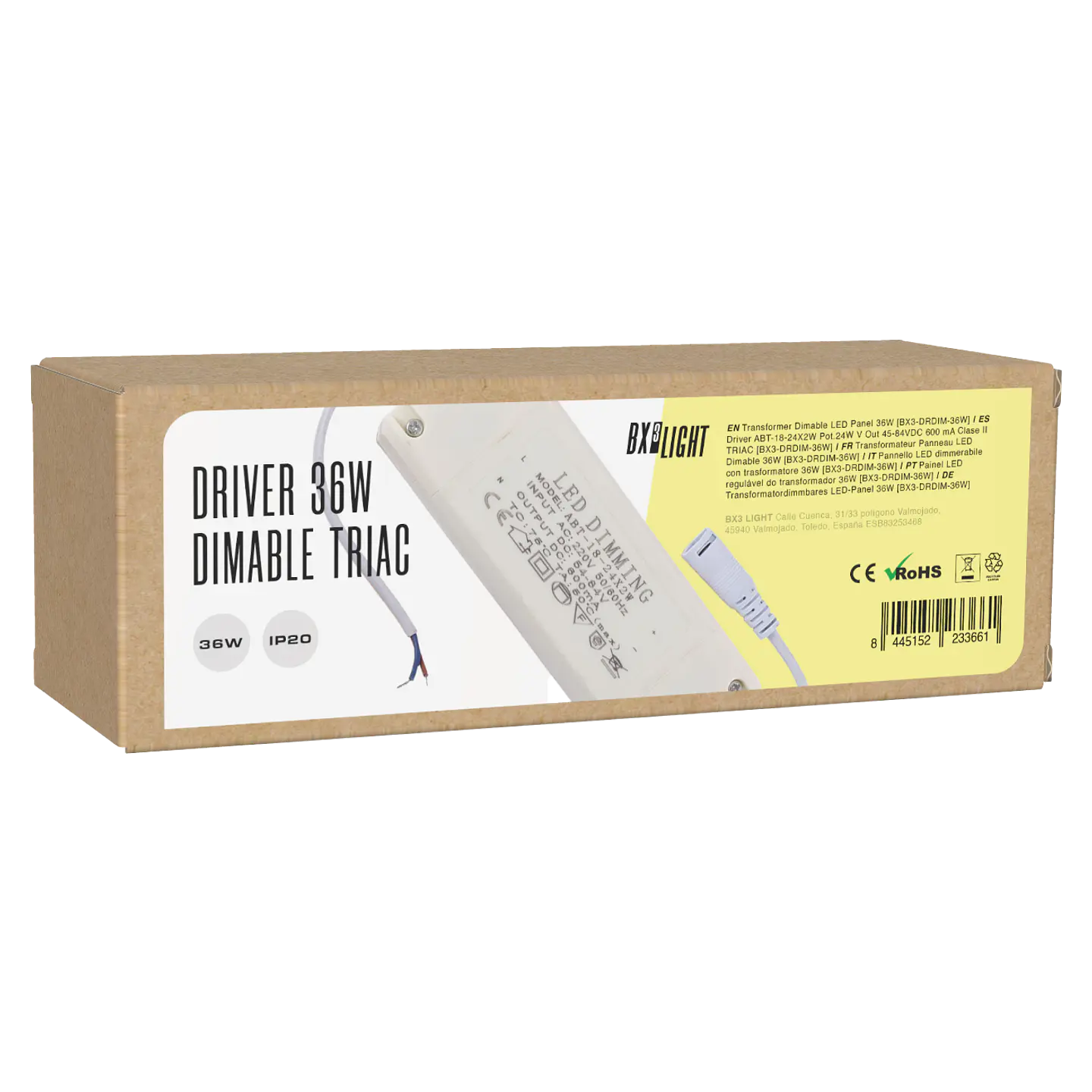 Driver ABT-18-24X2W Pot.24W V Out 45-84VDC 600 mA Clase II TRIAC [BX3-DRDIM-36W] 2