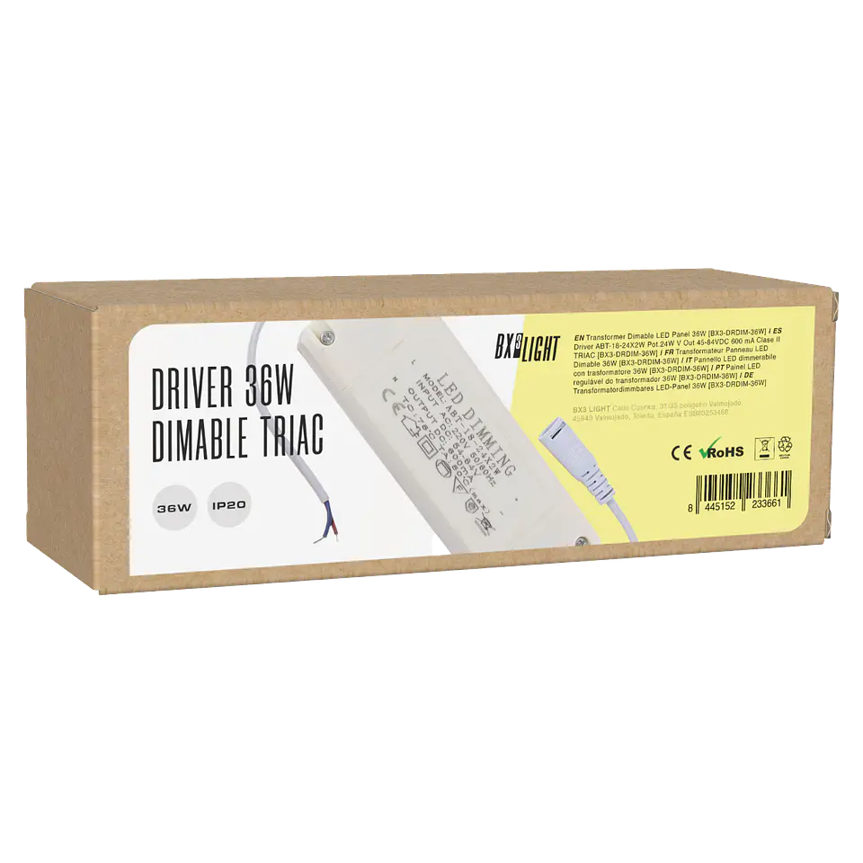Driver ABT-18-24X2W Pot.24W V Out 45-84VDC 600 mA Clase II TRIAC [BX3-DRDIM-36W] 2