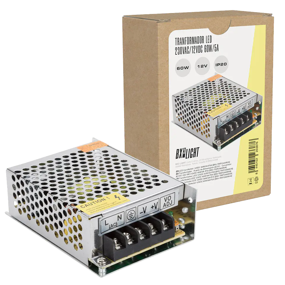 Transformador -  Fuente de AlimentaciÃ³n AC/DC -  Convertidor AC/DC 230 VAC/12VDC 60W/5A IP20 [BX3-TRIP2560W5A] 1