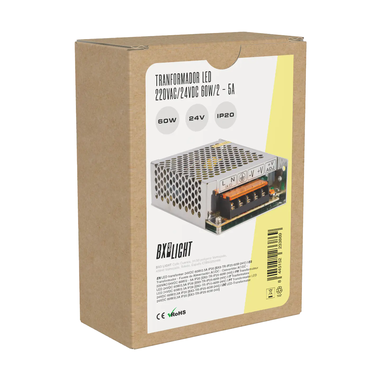 Transformador -  Fuente de AlimentaciÃ³n AC/DC -  Convertidor AC/DC - 220VAC/24VDC 60W/2 - 5A IP20 [BX3-TR-IP25-60W-24V] 2