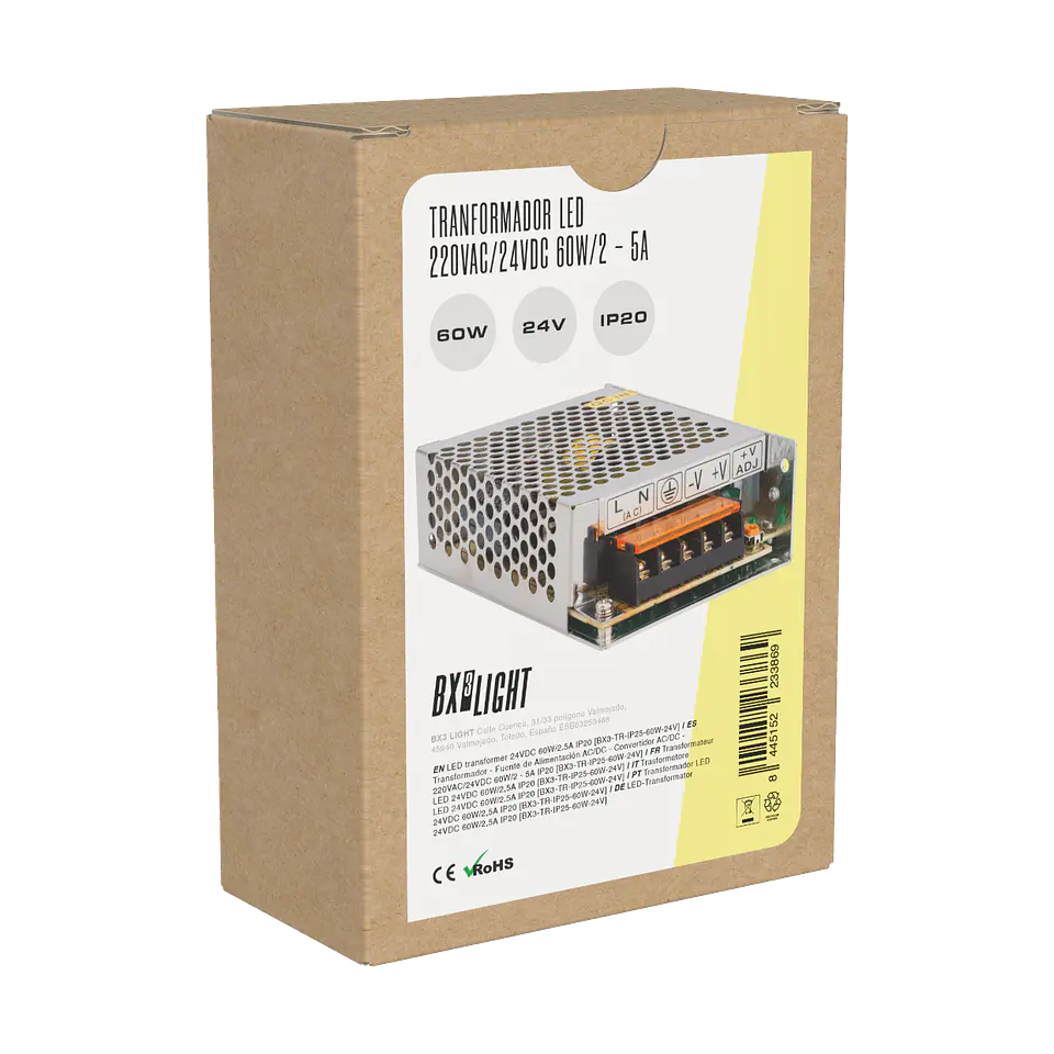 Transformador -  Fuente de AlimentaciÃ³n AC/DC -  Convertidor AC/DC - 220VAC/24VDC 60W/2 - 5A IP20 [BX3-TR-IP25-60W-24V] 2