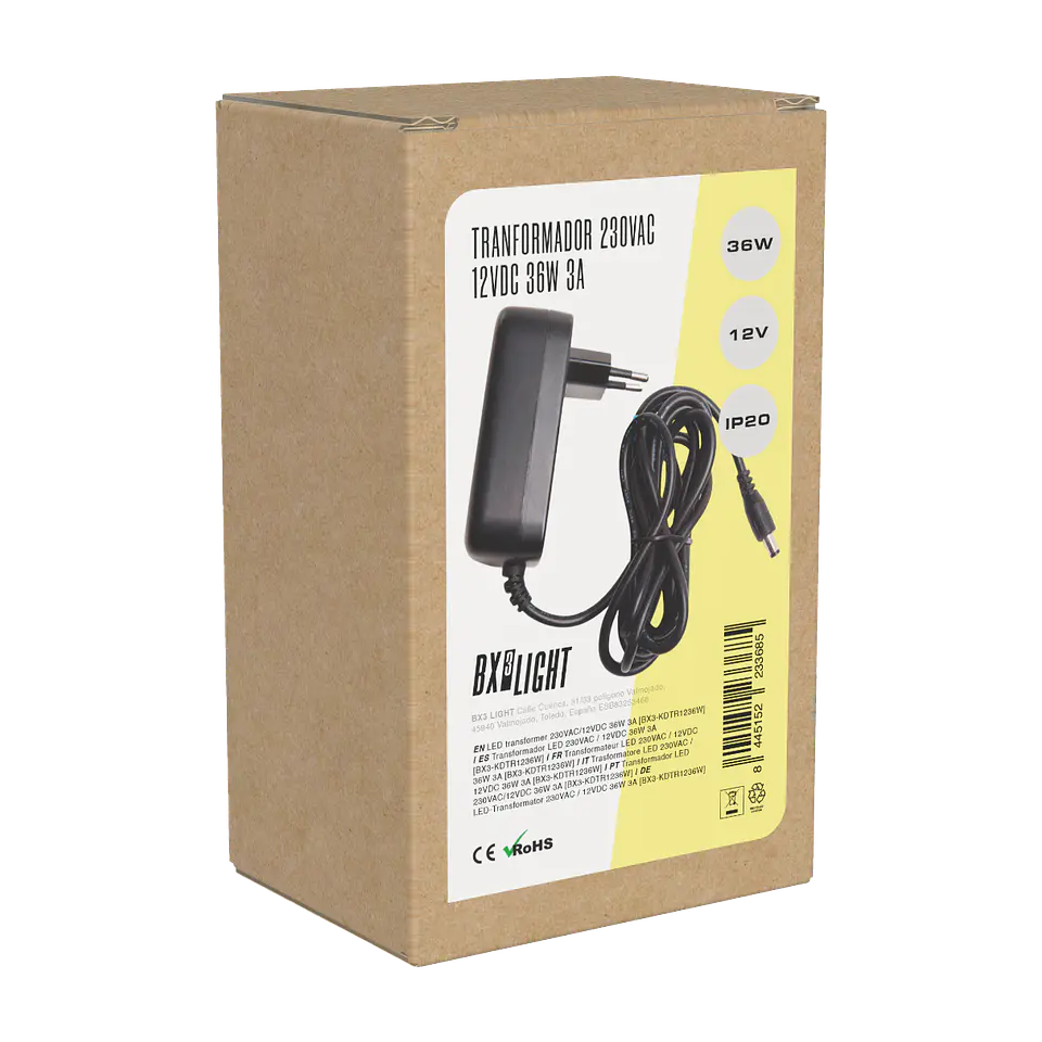 Transformador LED 230VAC/12VDC 36W 3A  [BX3-KDTR1236W] 2