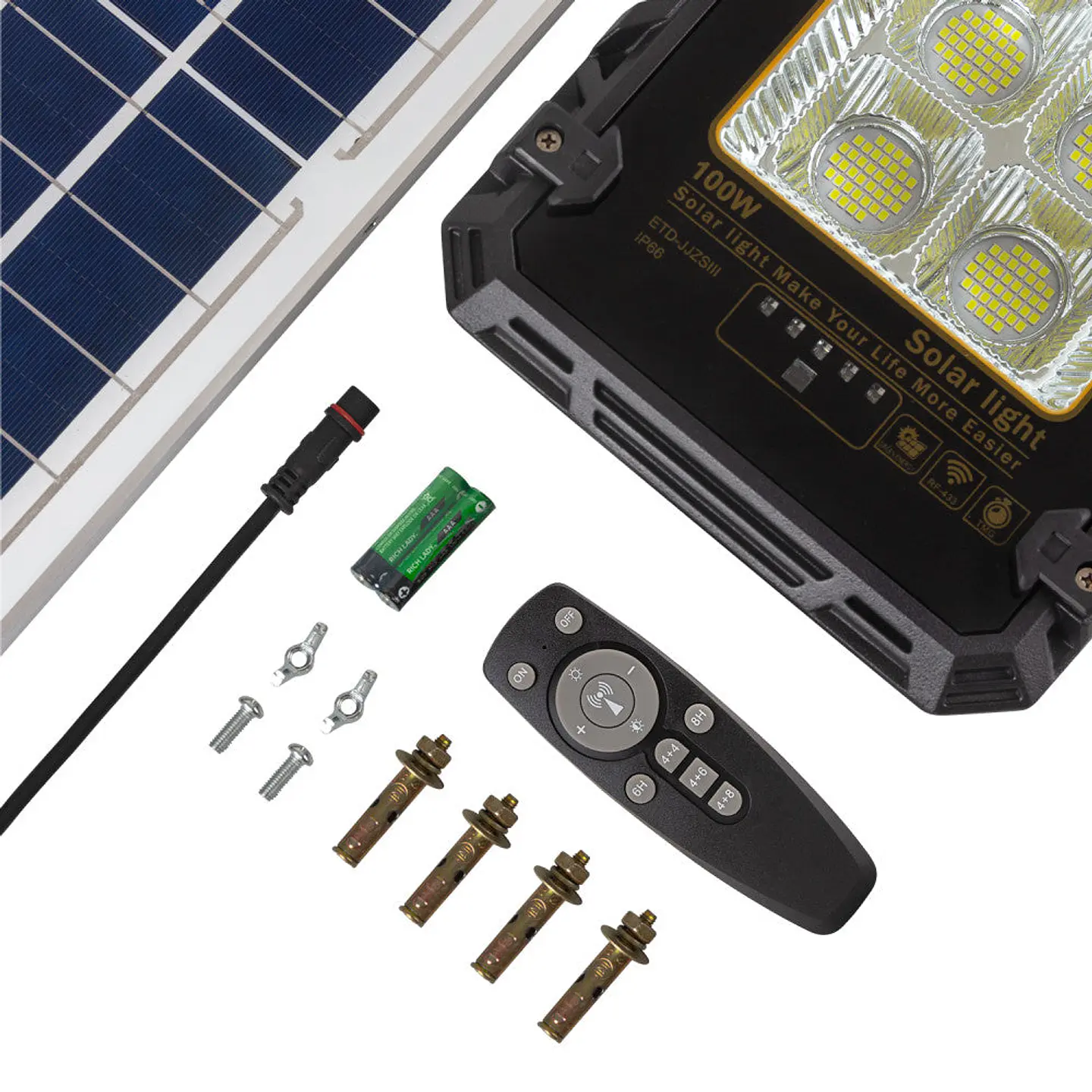 Holofote 100W com Painel Solar Controle Remoto IP65 [1916-FLSOL-100W-CW] 7