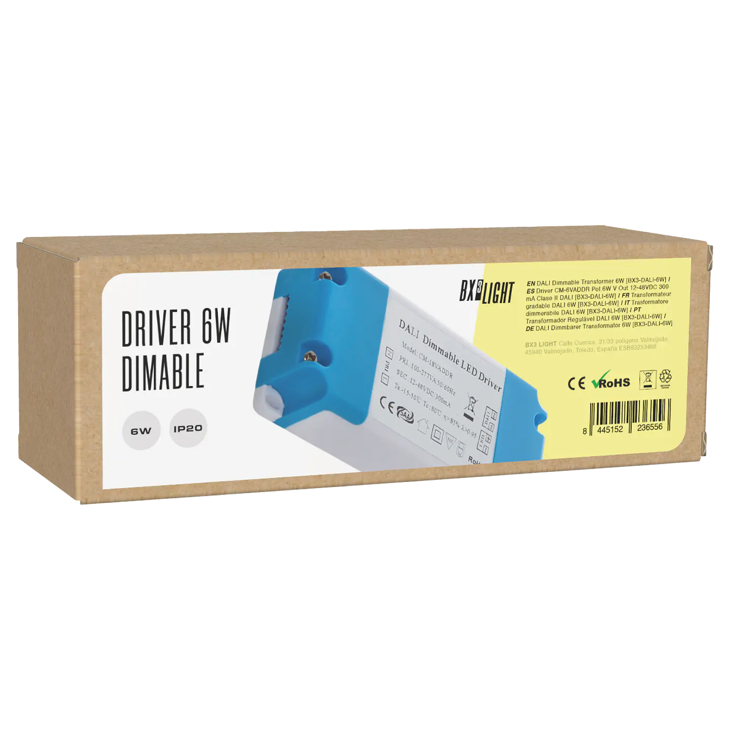 Driver CM-6VADDR Pot.6W V Out 12-48VDC 300 mA Clase II DALI [BX3-DALI-6W] 2