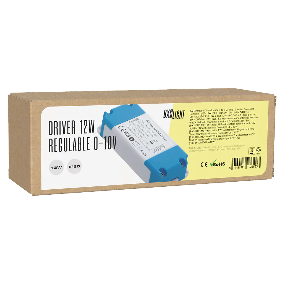 Driver CM-12VAaDR Pot.12W V Out 12-48VDC 300 mA Clase II 0-10V [BX3-DRDIM0-10V-12W] 2