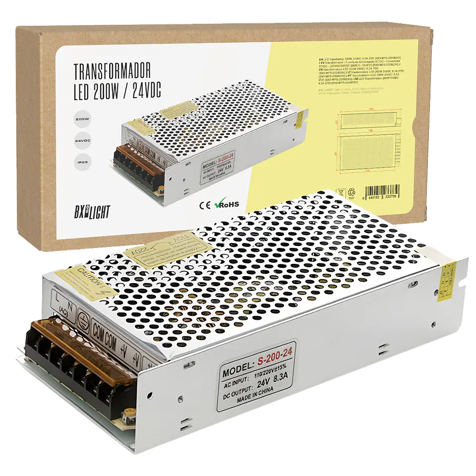 Transformador -  Fuente de AlimentaciÃ³n AC/DC -  Convertidor AC/DC - 220VAC/24VDC 200W 6 - 5A IP20 [BX3-MPS-200W24V] 1