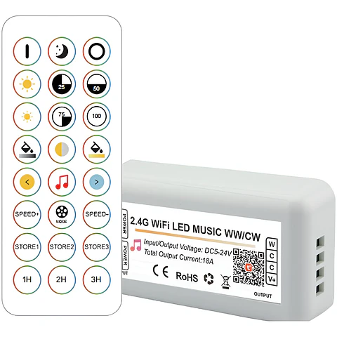 Controlador de LED RF CCT Tuya Wifi 2.4G (matiz de luz Regulavel) [HLP-YS-WIFI-RF24-02]