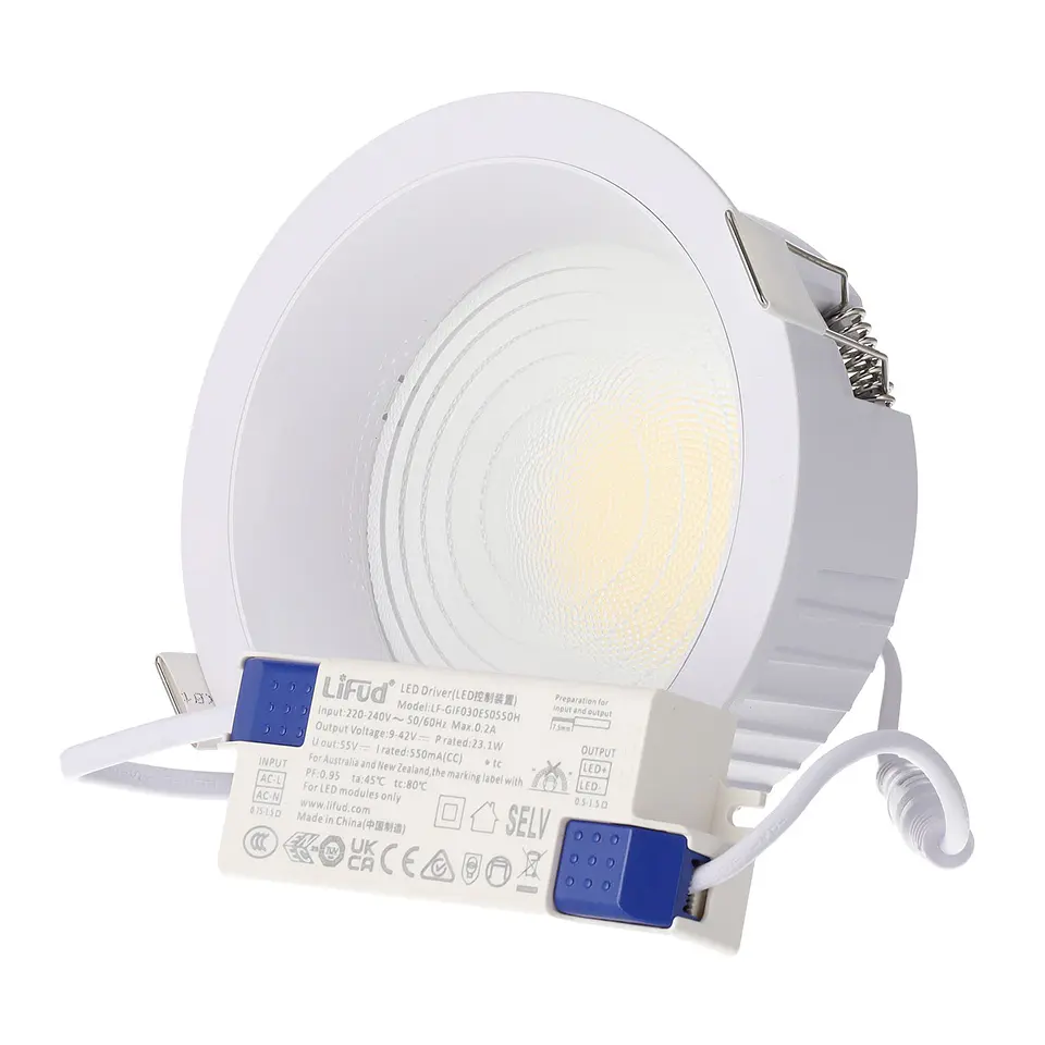 Downlight LED 20W 4 CCT (tom de luz regulÃ¡vel) 140LM/W UGR17 Driver Lifud 1