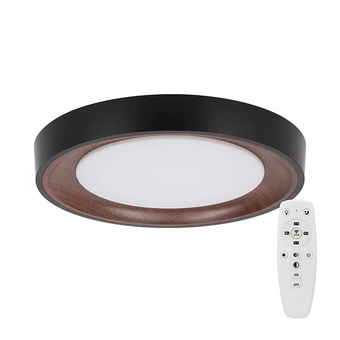Lumiaria de teto LED decorativa 30W CCT 3000-6000ºK (tom de luz Regulavel) com controle remoto e acabamento preto