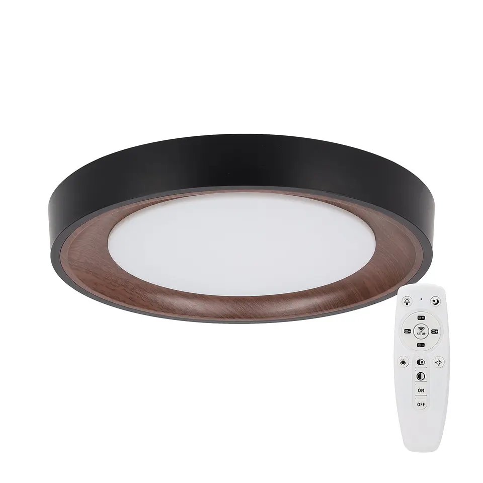 LuminÃ¡ria de teto LED decorativa 30W CCT 3000-6000ÂºK (tom de luz regulÃ¡vel) com controle remoto e acabamento preto 1