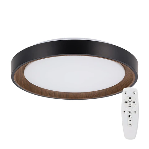 Lumiaria de teto LED decorativa 36W CCT 3000-6000ºK (tom de luz Regulavel) com controle remoto e acabamento preto