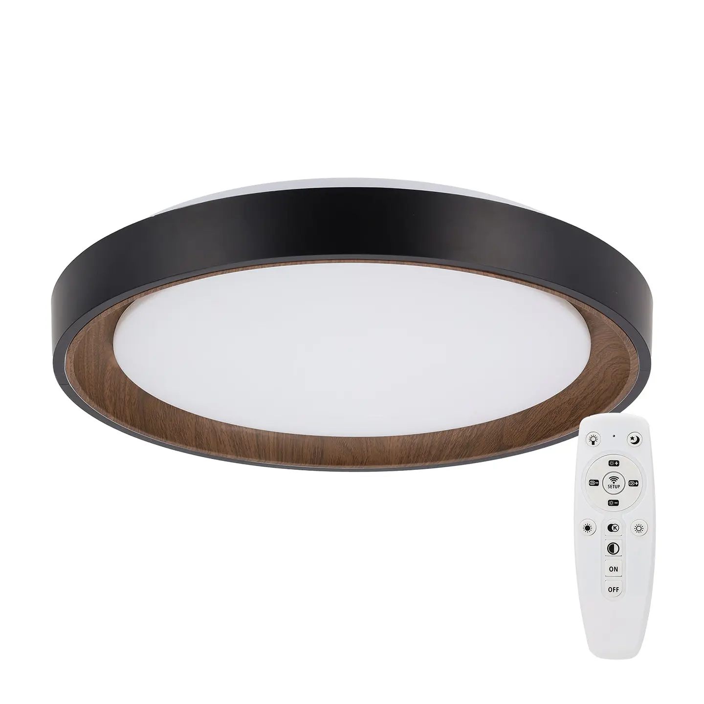 LuminÃ¡ria de teto LED decorativa 36W CCT 3000-6000ÂºK (tom de luz regulÃ¡vel) com controle remoto e acabamento preto 1