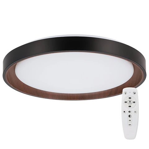 Lumiaria de teto LED decorativa 40W CCT 3000-6000ºK (tom de luz Regulavel) com controle remoto e acabamento preto