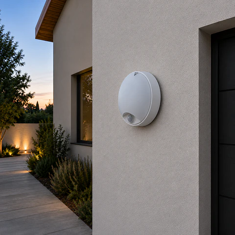 Lumiaria de teto LED para exterior 10W 1000Lm CCT (tom de luz Regulavel) 3000-4000-6500ºK Detector de proximidade IP65 Acabamen