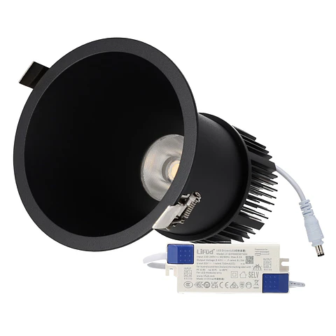 Downlight LED 30W, 90 lm/W, UGR<15, CRI>95, 3000K, Driver Lifud, 50.000 horas