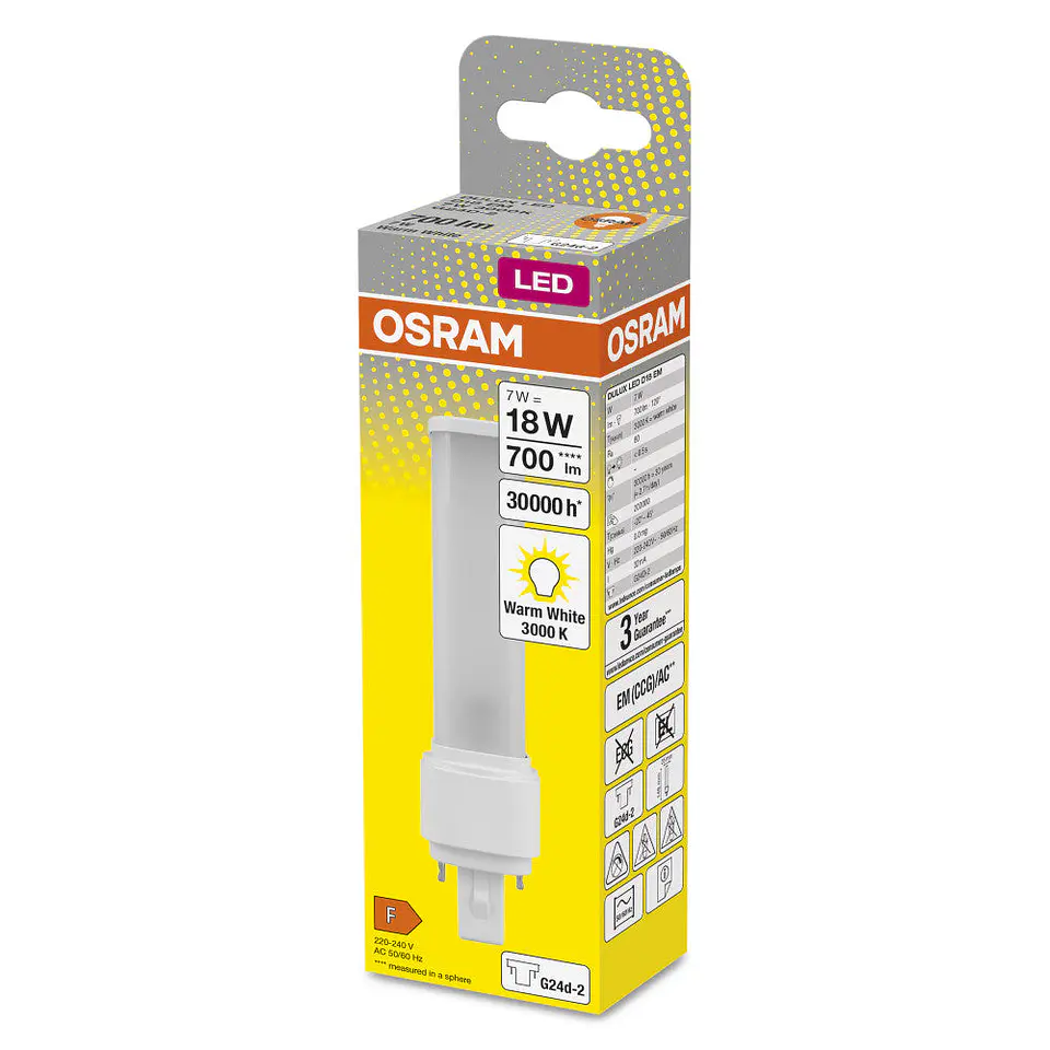 LÃ¢mpada LED Ledvance/DULUX G24d 2 7W 700Lm 3000K 120Âº IP20 2