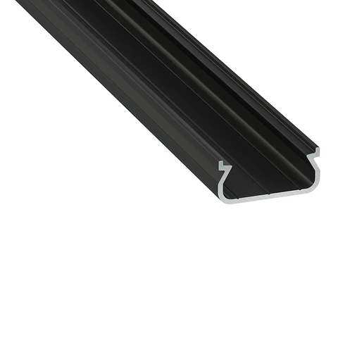 Perfil de Aluminio anodizado preto KIMERA-ORRE com difusor opalino e tampas de extremidade 2,02M