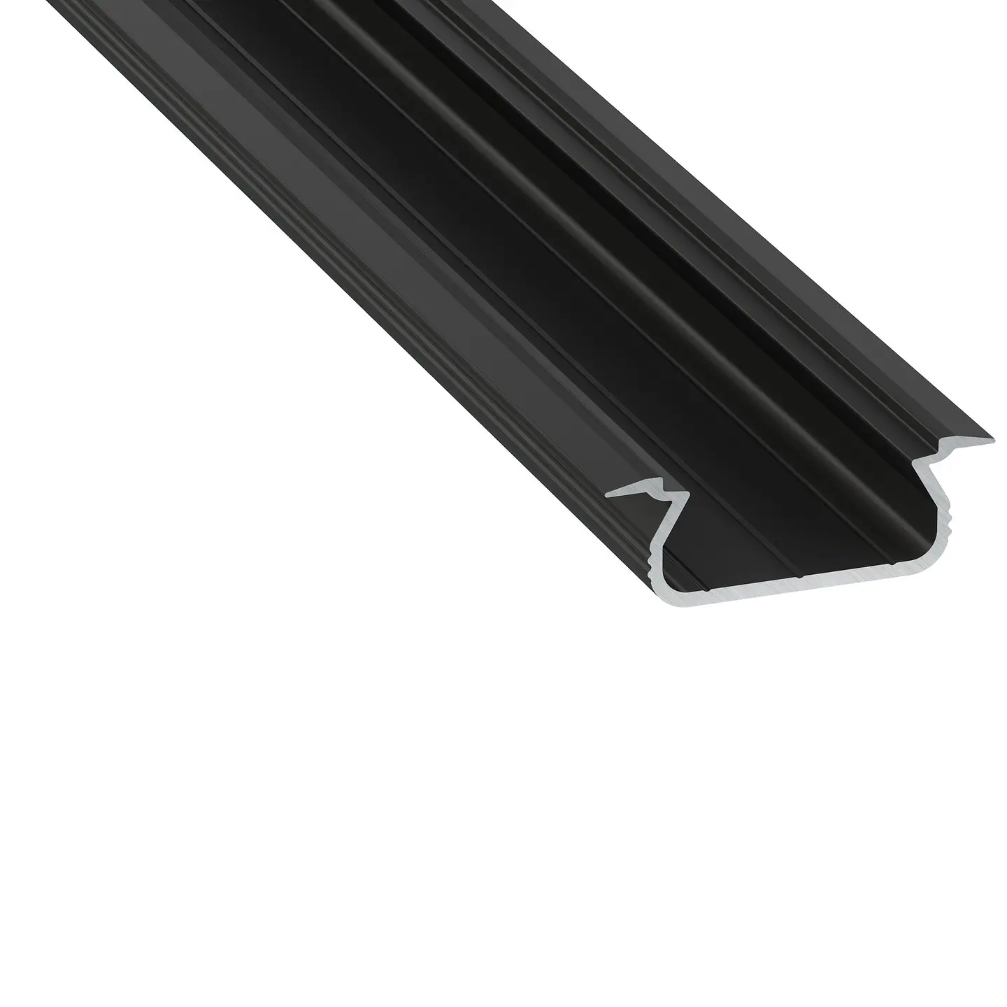 Perfil de alumÃ­nio anodizado preto KIMERA-SELDE com difusor opalino e tampas de extremidade 2,02M 1