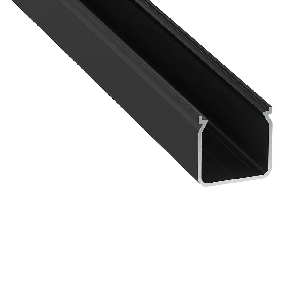 Perfil de alumÃ­nio anodizado preto KIMERA-HELSE com difusor opalino e tampas de extremidade 2,02M 1