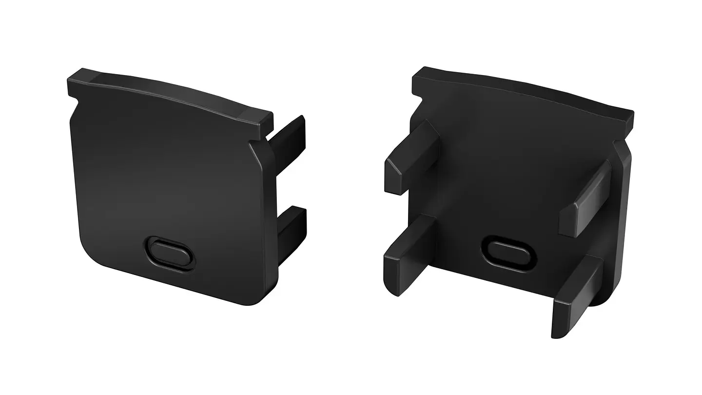 Perfil de alumÃ­nio anodizado preto KIMERA-HELSE com difusor opalino e tampas de extremidade 2,02M 2