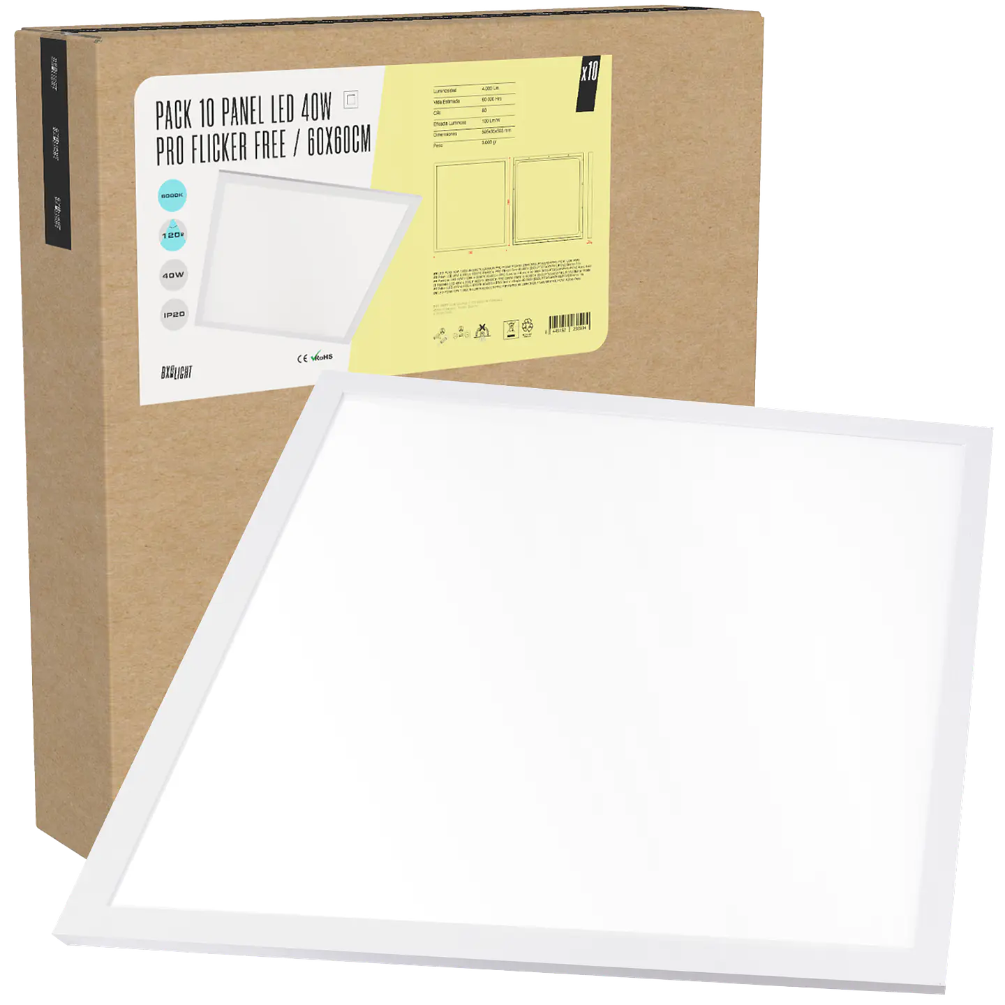 Pacote 10 Painel LED 40W 4.000Lm 6000ÂºK 60x60Cm PRO Sem cintilaÃ§Ã£o 60.000H [BX3LPT59540WPHILIPCW] 1