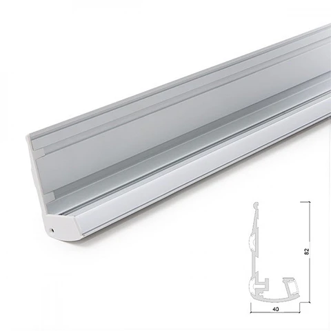 Perfil Iluminaçao Escadas - Borrachas Antiderrapantes - Difusor Leitoso X 1M