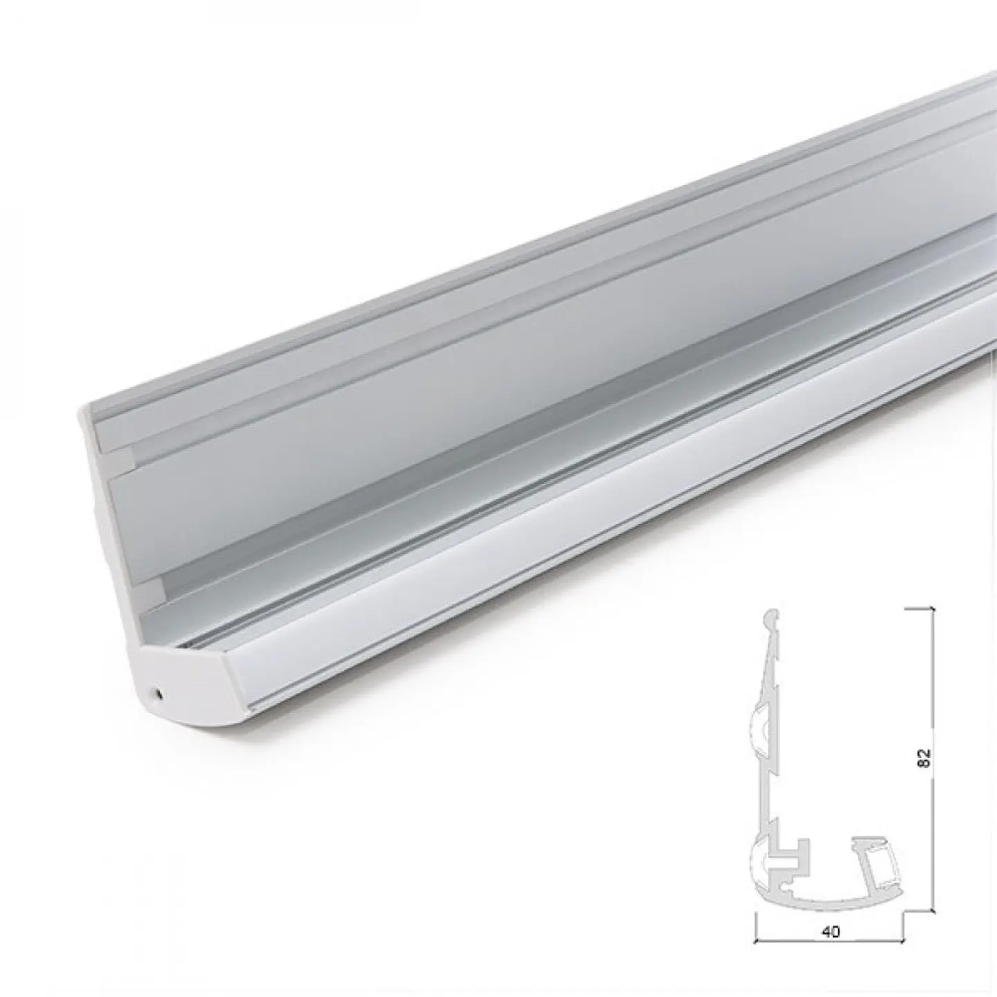 Perfil IluminaÃ§Ã£o Escadas - Borrachas Antiderrapantes - DifusorÂ Leitoso X 1M 1