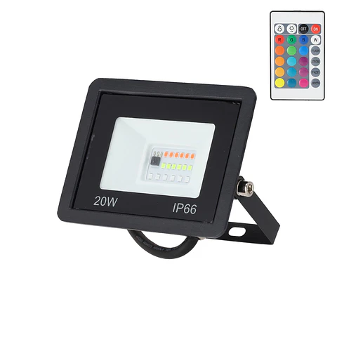 Projetor LED RGBW com controle remoto 20W [HO-ICRGBFL-20W]