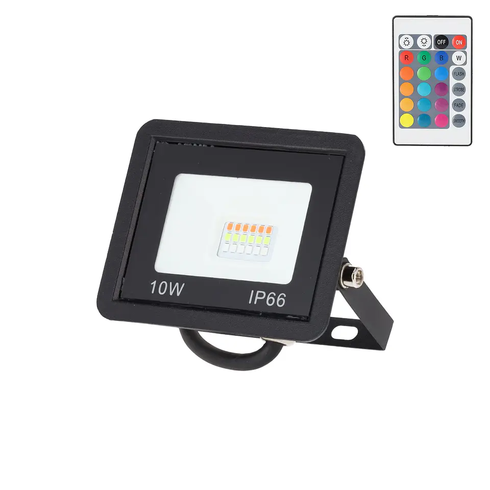 Projetor LED RGBW com controle remoto 10W [HO-ICRGBFL-10W] 1