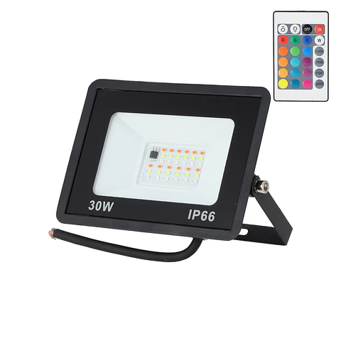 Projetor LED RGBW com controle remoto 30W [HO-ICRGBFL-30W]
