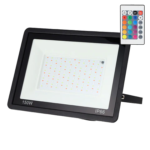 Holofote LED RGBW com controle remoto 150W [HO-ICRGBFL-150W]